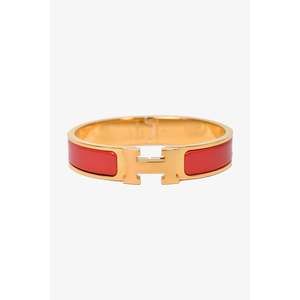 Hermes Red/Gold Clic Clac Bracelet